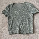 American Eagle Outfitters Green Crop Fitted Short Sleeve T-Shirt Photo 0