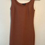 PaperMoon Orange Beige Ribbed Bodycon Mini/Midi Dress SZ S Y2K Sleeveless Casual Photo 0