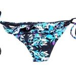 Beach Riot Swim Bikini Bottom Blue Black Floral Tropical Women's Size Large Photo 1