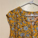 Old Navy  Yellow Floral Cap Sleeve Blouse Photo 5
