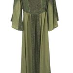 Raga Maxi Dress Rustic Romance Empire Waist Flowy Paisley Print Green NEW XS Photo 0