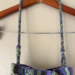 Free People  Purple and Green Beaded Bucket Bag OS Photo 3