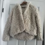 Free People  womens cream shaggy faux fur winter Jacket w hood size XS Photo 0
