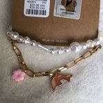 Urban Outfitters New  faux pearl charm bracelet, gold tone chain and pearl Photo 1