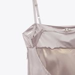 ZARA SATIN LINGERIE STYLE MIDI DRESS Straight Neck Adjustable Thin Straps GRAY XS NEW Photo 10