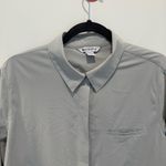 Athleta  Urbanite Top Womens L Green Striped Button Down Shirt 986555 Photo 3