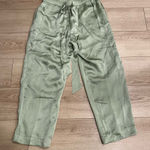 Roller Rabbit NWT  Sage Green Satin Textured Drawstring Pull On Pants Size L Photo 0