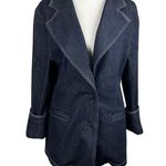 BITE Studios Denim Blazer Jacket Women's Business Casual Dark Wash Chic Size 10 Blue Photo 0
