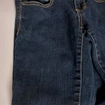 SO  skinny dark wash jeans juniors size 1 xs gold orange stitch belt loops Photo 2