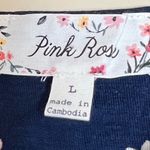 Pink Rose  Blue Floral Spaghetti Strap Tank Top - Size Large - EUC Photo 3