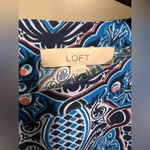 Loft  Blue Pattern Belted Long-Sleeve Shirt Dress Size Small Photo 2