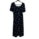 Old Navy NWT  Waist Defined Button Front Midi Dress in Navy Polka Dot - Size M Photo 1