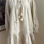 Cleobella  Tan Ruffle Mini‎ Dress Front Tassels Size Small Photo 0