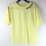BP Womens T Shirt Top Save the World Crew Neck Short Sleeve Oversized Yellow S Photo 0