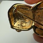 AJC Christmas Teddy Bear In Santa Clause Hat Enamel Brooch Pin Gold Tone Signed Photo 9