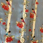 Victoria's Secret Cute Novelty bird floral blue striped silk viscose button down night shi…​​ Photo 13