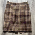 Ann Taylor  Checkered Tan and Brown Pencil Skirt with Slit Wool Women’s size 6 Photo 0