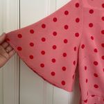 EUC | Mi Ami women’s pink polka dotted overlay tie blouse‎ — medium Photo 1