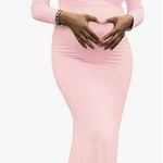 Maternity Dress Size S Off Shoulder Slim Fit Maxi Dress Photoshoot. Pink Photo 0