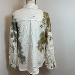POL Tie Dye Oversized Button Down Shirt Jacket Utility Pockets Green White S Photo 2
