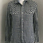 Levi's Levi’s Womens Navy Blue Slim Fit Gingham Long Sleeve Button Front Shirt Size S Photo 0