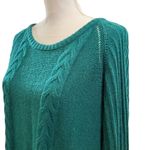 JustFab WOMEN’S green dolman pullover cable knit sweater Photo 2