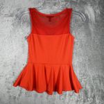 AQUA Shirt Womens Small Orange Peplum Top Sexy Chic Y2K Mesh Partywear Cocktails Photo 2