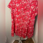 Ophelia Roe coral cotton floral drop waist‎ button down shirt sleeve shirt dress Red Size XL Photo 5
