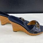 Anne Klein  Women's Black Leather Wedged Heel 3.75" Sandals/Shoes Size 8 SKU 5118 Photo 3