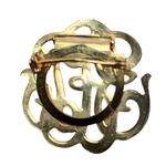 Vintage Gold Tone Monogram Brooch With Swirly Letters Photo 3