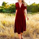 Elegant Burgundy Red Velvet Dress Retro New Size M Photo 1