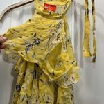 Monique Lhuillier FLAWED ML Yellow Floral Tiered Top Size XS $295 Photo 2