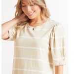 Sanctuary So Volume T shirt dress striped cream white puffed sleeve dress S   Gorgeous, NWOT,  everyday dress crew neck   13” pit to pit  34” long Photo 2