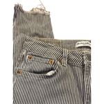 Pull & Bear  Striped Skinny Crop Jeans Sz 28 Gray White Raw Hem Stretch Cotton Photo 6