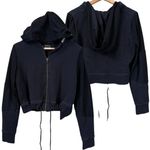 Gymshark Cropped Full Zip Hooded Sweatshirt Women's Small Black Workout Active Photo 1