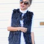 Skies Are Blue  navy fur vest Photo 0
