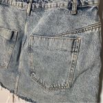 ZARA  Denim Jean Skirt Women’s L Mini Raw Hem Side Lace Med Wash Western Festival Photo 4