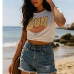 Roxy Denim Cutoff Shorts Distressed Frayed Hem Blue Jean Festival Summer Size 28 Photo 0