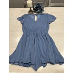 Altar'd State Altered state Blue Short Sleeve Chiffon romper w Ruched Waist size small‎ Photo 5