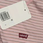 Levi's 🆕 Plus 1X Babydoll Top Short Sleeve Ribbed Tee Shirt Pink Striped NWT Photo 1
