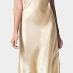 Bebe satin cowl-neck peachy slip on midi dress Size Small adjustable straps- NWT Photo 0