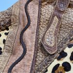Vintage 80s 7 Seven By Demitri Brown Leather Leopard Patchwork Purse Photo 3