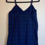 Sam Edelman NEW! $46 S Navy Plaid Side Slit Chemise Spaghetti Strap Tank Top Photo 5