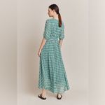 Ghost London Valentina Gingham Georgette Maxi Dress size medium Green Photo 1