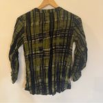 Very J Green and Navy Blouse sz S Long sleeve draped front V-neck Photo 3