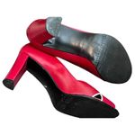 Etienne Aigner Vintage  Red Leather Peep Toe Thick Block Heel Size 8.5M Photo 5