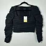Few Moda  Kourt Anastasia Black Ruched Long Sleeve Blouse Size M NWT Photo 2
