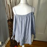 Moon Kiss Striped Off-Shoulder Blouse - Blue Photo 5