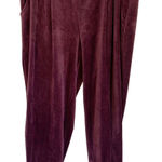 Soma Purple Velour Velvet Pull On Pants Large Elastic Waist Jogger Lounge Pocket Photo 0