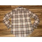 Polo Ralph Lauren Flannel Shirt Top Women Medium Beige Brown Plaid Pony Preppy Tan Size 8 Photo 5